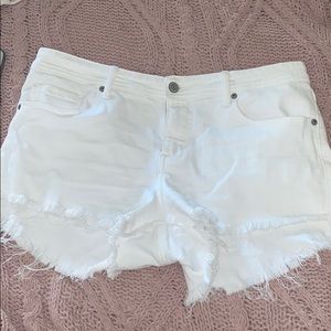 White denim cutoff shorts